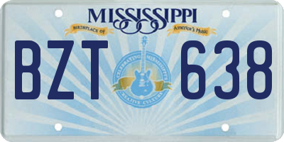MS license plate BZT638