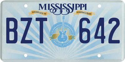 MS license plate BZT642