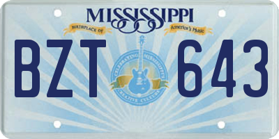 MS license plate BZT643