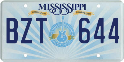 MS license plate BZT644