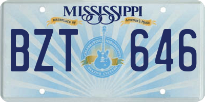 MS license plate BZT646