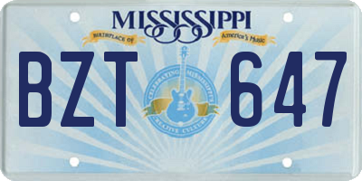 MS license plate BZT647
