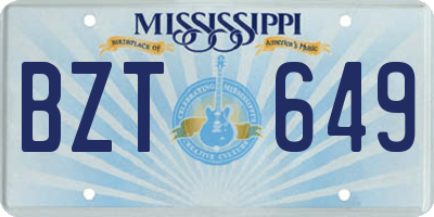 MS license plate BZT649