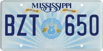MS license plate BZT650