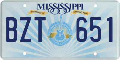 MS license plate BZT651