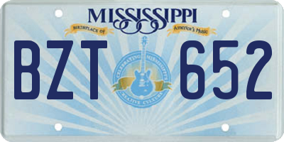 MS license plate BZT652