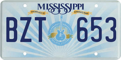 MS license plate BZT653