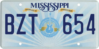 MS license plate BZT654