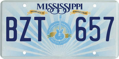 MS license plate BZT657