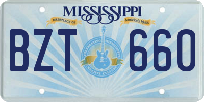 MS license plate BZT660