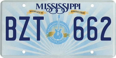 MS license plate BZT662