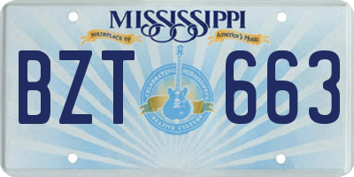 MS license plate BZT663