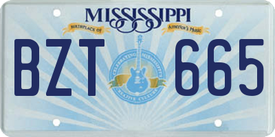 MS license plate BZT665