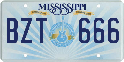 MS license plate BZT666