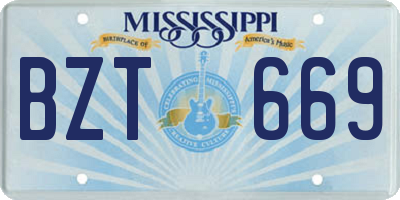 MS license plate BZT669