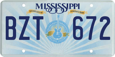 MS license plate BZT672