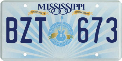 MS license plate BZT673