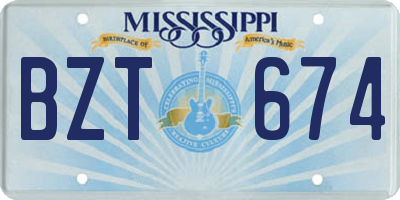 MS license plate BZT674