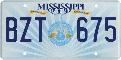 MS license plate BZT675