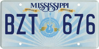 MS license plate BZT676