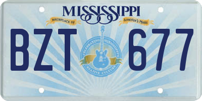MS license plate BZT677