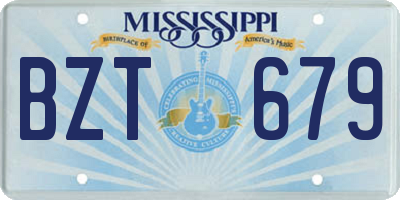 MS license plate BZT679