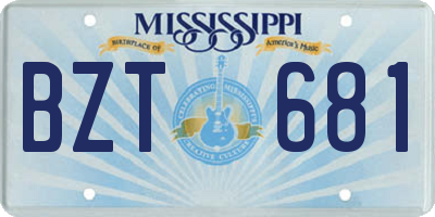 MS license plate BZT681