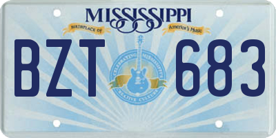 MS license plate BZT683