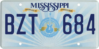 MS license plate BZT684