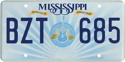 MS license plate BZT685