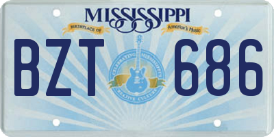 MS license plate BZT686