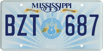MS license plate BZT687