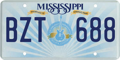 MS license plate BZT688