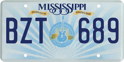 MS license plate BZT689