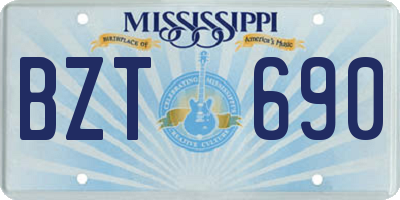 MS license plate BZT690