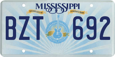 MS license plate BZT692