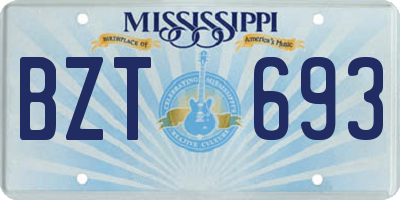 MS license plate BZT693