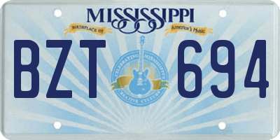MS license plate BZT694