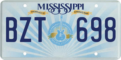 MS license plate BZT698