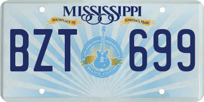 MS license plate BZT699