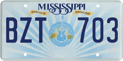 MS license plate BZT703