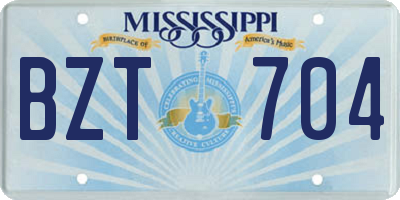 MS license plate BZT704