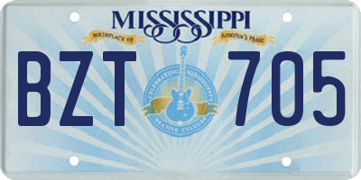 MS license plate BZT705