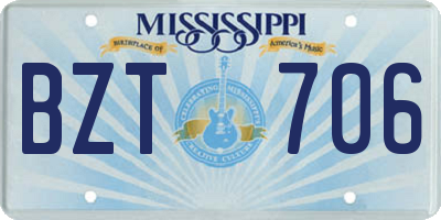 MS license plate BZT706