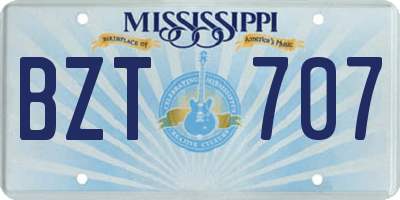 MS license plate BZT707