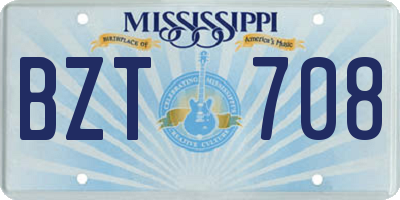 MS license plate BZT708