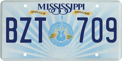 MS license plate BZT709
