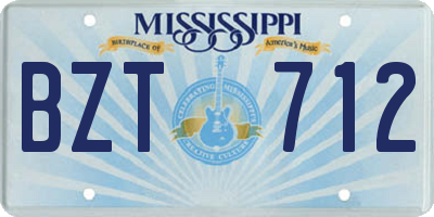 MS license plate BZT712