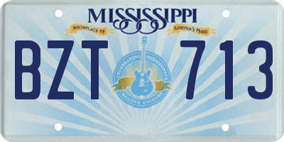 MS license plate BZT713