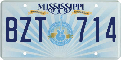 MS license plate BZT714